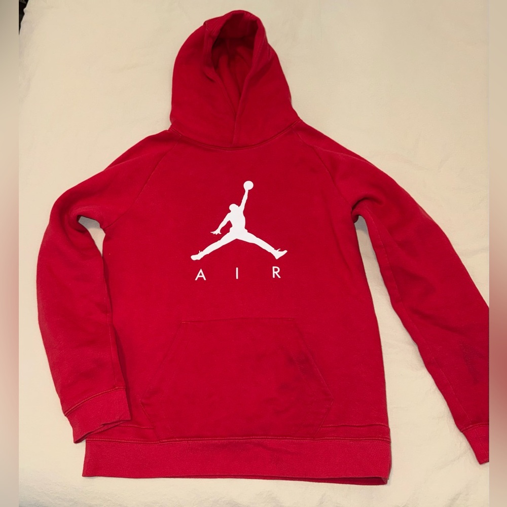 Jordan Red Hoodie with White Logo Youth XL/ Women’s S-M